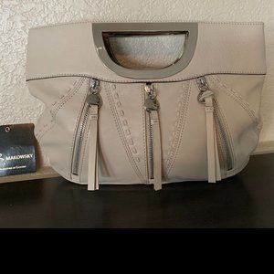 B. Makowsky leather stone handheld "Tiffany" clutch